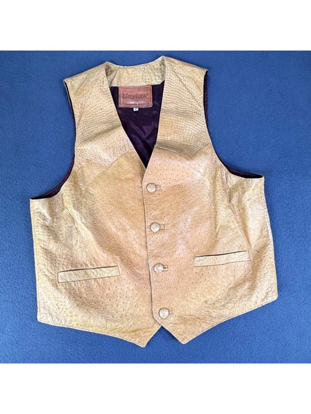VTG Chevalier Custom Ostrich Weatern Dress Silk Lined Mens Size 42 Country Vest